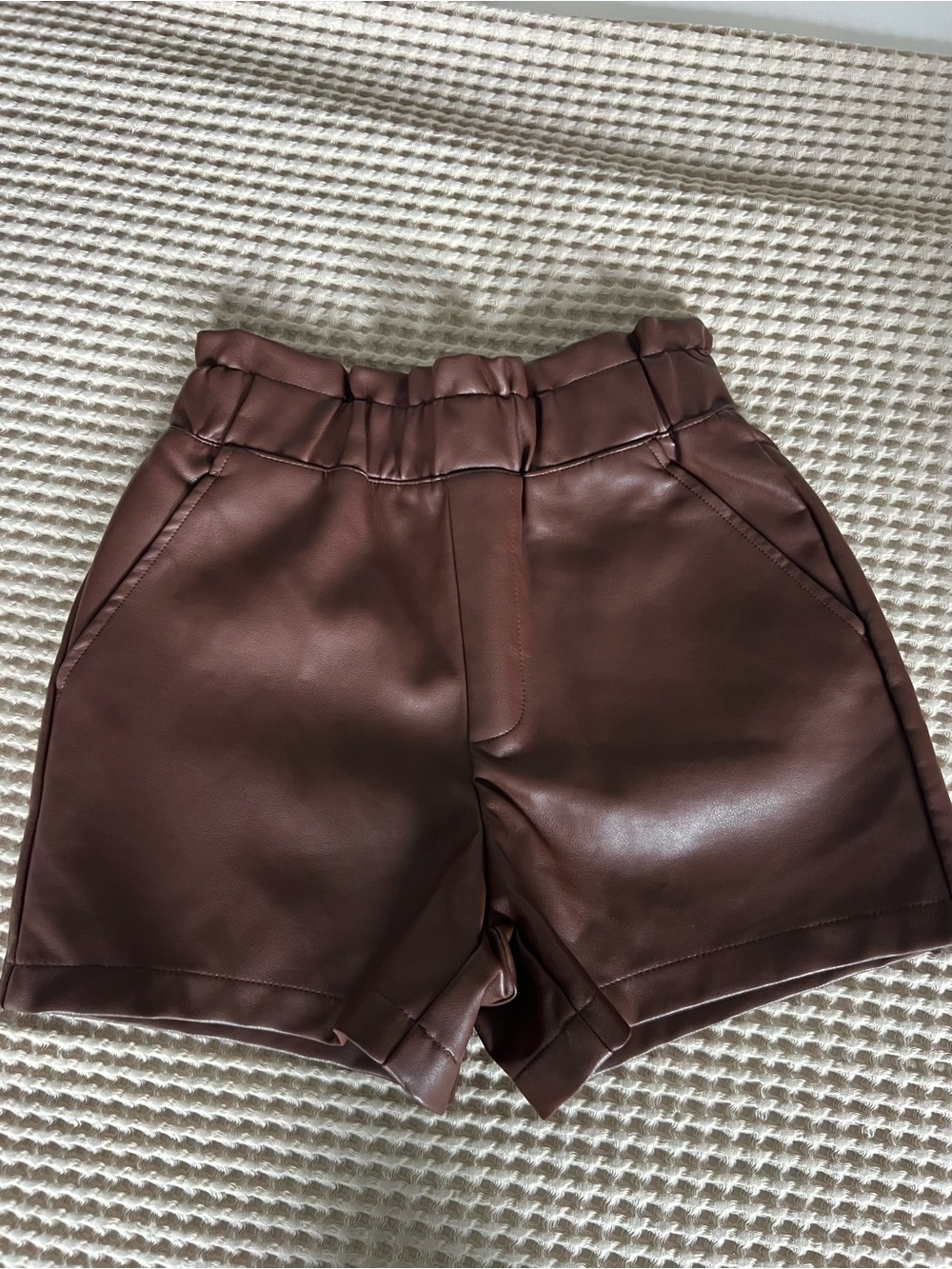 Princess Polly Chocolate Brown Faux Leather High-Rise Shorts